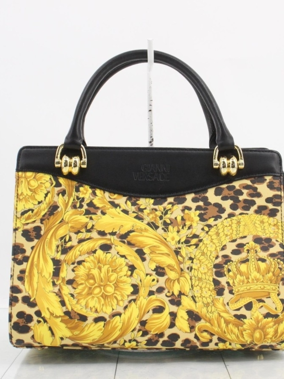 Versace Black & Yellow Baroque Print Tote Bag